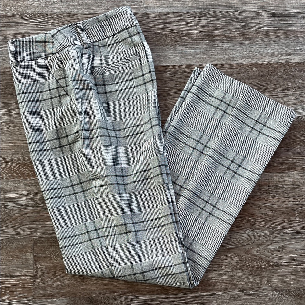 Charter Club Pant Shop Trousers Gray Plaid Classic Fit Flat Front Windowpane